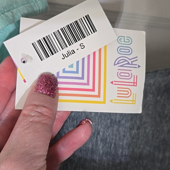 Lularoe Julia Shirt Dress NWT Small Gray And Mint - Picture 3 of 4